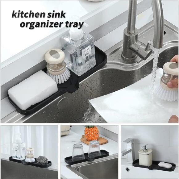 Silicone Bathroom Soap Dishes with Drain Spout-Bathroom and Kitchen Sink - Picture 4 of 7